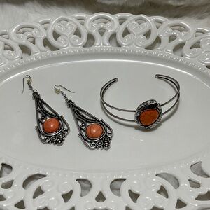 Vintage-Inspired Silver and Orange Earrings
